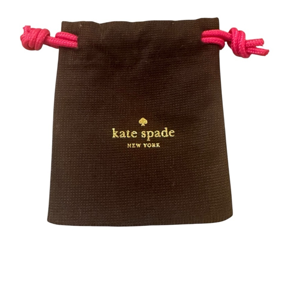 Kate Spade Dark Brown Pouch with Vibrant Pink Drawstrings